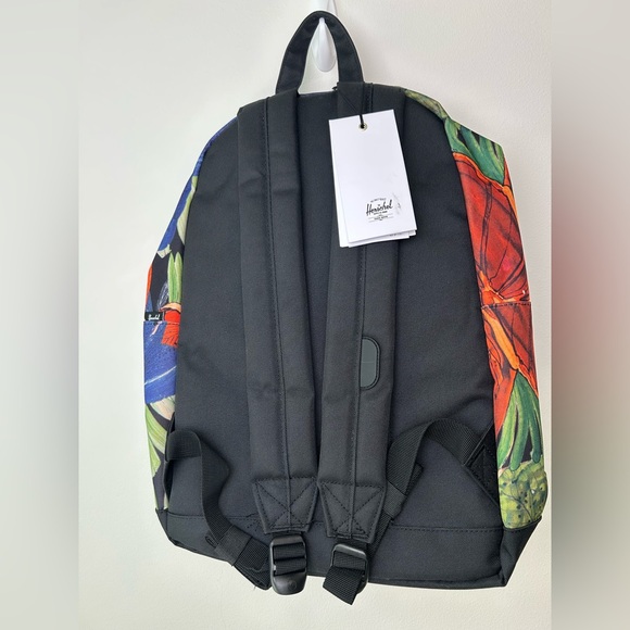 Herschel Backpack NWT Black Floral Print Laptop Book Bag Travel School MSRP $95 - Picture 2 of 7